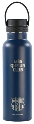 Safta F.C. BARCELONA NAVY BLUE – Borraccia termica, bottiglia d'acqua, acciaio inox, doppio isolamento, 12 ore di bevanda calda e 24 ore di bevanda fredda, 7,3 x 25 cm, 600 ml, Blu navy, M, Casual