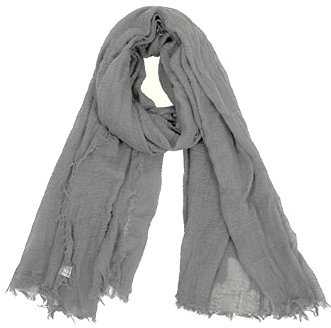 Van Der Rich ® - Schal mit fein gekreppter Oberfläche für Damen und Herren (28-Grau Braun, One Size)