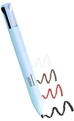 Prreal 4 in 1 Makeup Pen, Eyebrow Pencil & Eyeliner & Lip Liner & Highlighter Pen, All in One Makeup Pen Waterproof Eye, Lip and Face Makeup, 4 Color Multi-function Makeup Beauty Pencil (Blue A)