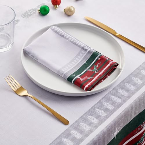 Kadut Weihnachtsservietten, kariert, charmantes Rentier-Design, Stoffservietten, 43,2 x 43,2 cm, 4 Stück, strapazierfähiger Stoff, schmutzabweisende Servietten für Ernte, Urlaub, Herbst, Partys,