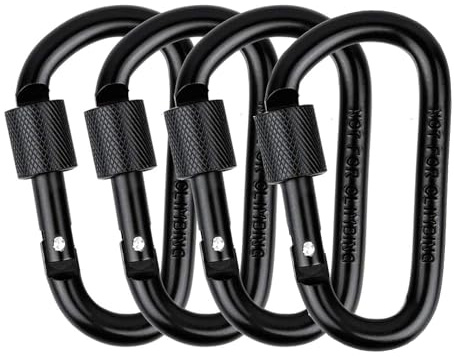 4PCS Locking Carabiner Clips, Lightweight Aluminum Alloy | Everyday Carry & Outdoor, Secure Key Holder, Backpack Hook for Keys, Dog Leash, Gear Organization, Camping, Hiking, Travel