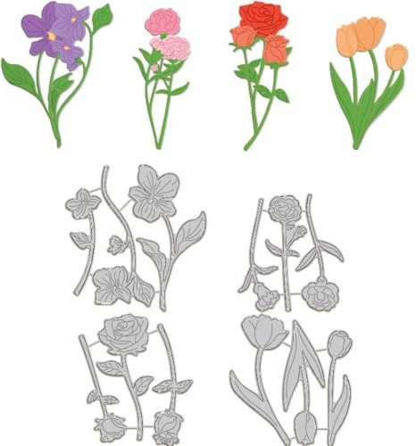 GLOBLELAND Beliebte Blumen Stanzformen, Rosen, Tulpen Und Blumen Stanzformen, Metall Prägeschablonen, Vorlage Für Kartenherstellung, Scrapbooking, DIY Handwerk