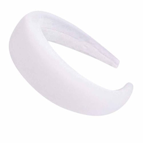SHTGOI Haarreif Samt-Stoff Schwamm Dickes Stirnband Retro Style Gepolsterter Haarband Weich rutschfest Candy Colour Breit Stirnbänder Outdoor Elegant Kopfschmuck für Damen und Frauen Weiß