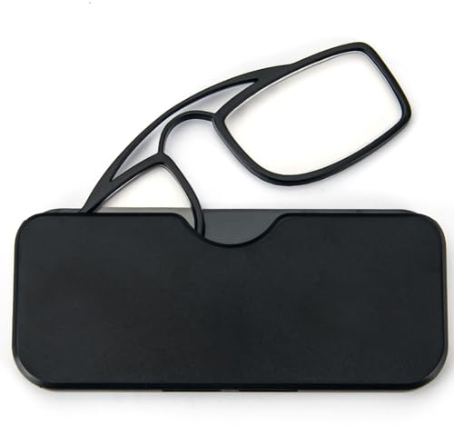 KoKoBin Mini Lesebrille Nose Clip Kompakte Sehehilfe Herren und Damen Rutschfest Lesebrillen (Schwarz, 2, Dioptrien)