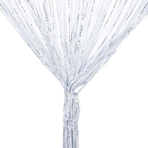 Zomanon Crystal Plain Tassel String Door Curtains - Fly Screen Curtain for Window Decorations, Living Room Doorways (78.7''x39.4'') (White)