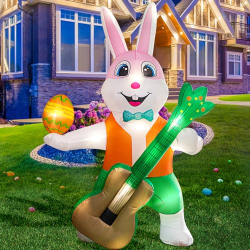 Aufblasbarer Hase mit Eiern – beleuchtete Osterdekoration für Innen- und Außenbereich, Hof und Garten, 1,8 m