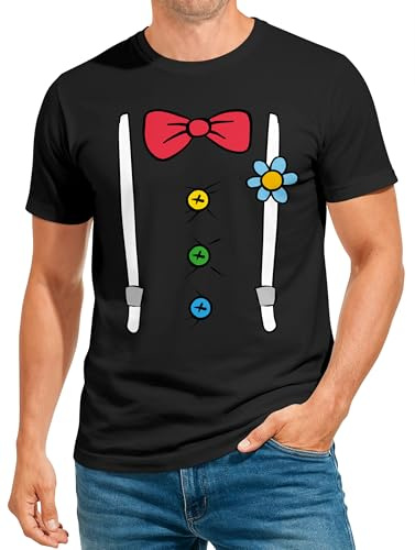 MoonWorks® Herren T-Shirt Fasching Karneval Clown Kostüm-Ersatz Verkleidung Last Minute Faschingskostüme Männer Schwarz M