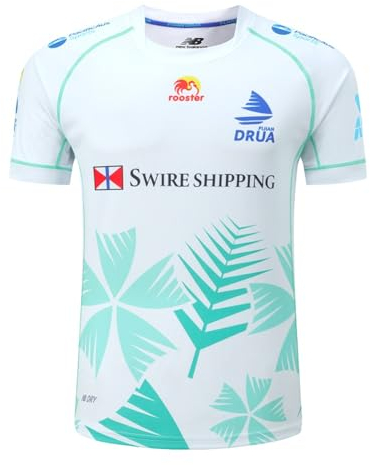 Adleme 2023 Fidschi Rugby-Trikot, Rugby-T-Shirt, Poloshirt, Herren-Spiel-Trainings-Fußballtrikot (Color : White, Size : L)