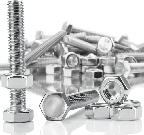 SWTYExt Sechskantschrauben M8 x 50 mm Bolzen und Sechskantmutter Set DIN 933 / ISO 4017 Edelstahlschrauben A2 V2A Außensechskant Vollgewinde Schrauben mit Metrischem Maschinenschrauben (15Sätze)