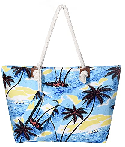 DonDon Badetasche XXL Familie Strandtasche Damen mit Reißverschluss Beach bag groß - 90er Retro Schick