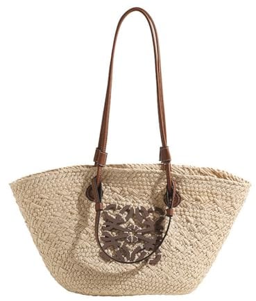 BTCHING Sac Paille À Gazon De Grande Capacité Tissé À La Main - Sac À Main Plage Femmes - Blanc