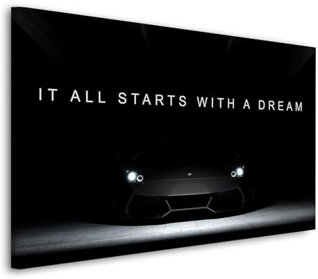 Kunstwelten24 Wandbild Leinwandbild Auto Sportwagen Motivation Größe 90x60x2cm