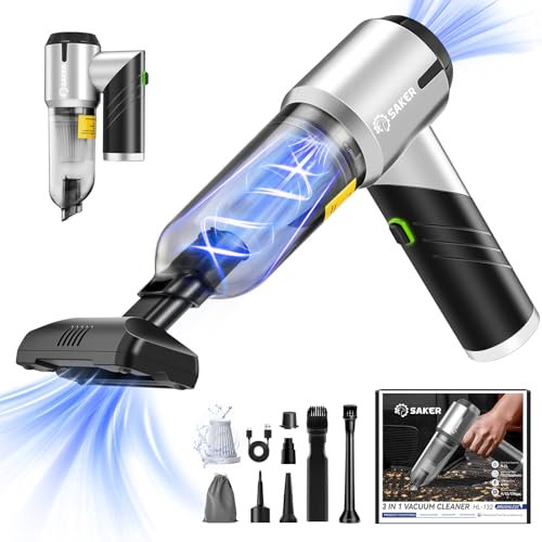 Saker Aspirapolvere portatile senza fili 17000PA Aspirapolvere portatile ricaricabile pieghevole con motore brushless per casa, ufficio animali domestici e pulizia auto Regali di San Valentino HL132