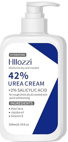 Urea Creme 42% mit 2% Salicylsäure und Hyaluronsäure Fußcreme, Heilende Fußlotion für trockene, rissige Haut & raue Hornhautfüße, Teebaum Aloe Vera für tiefe Feuchtigkeit mit maximaler Stärke