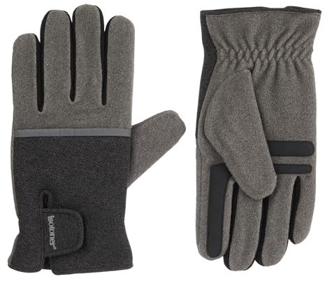 isotoner Herren Tech Stretch Glove with Velcro Closure Handschuh, Meliert, Grau, Large