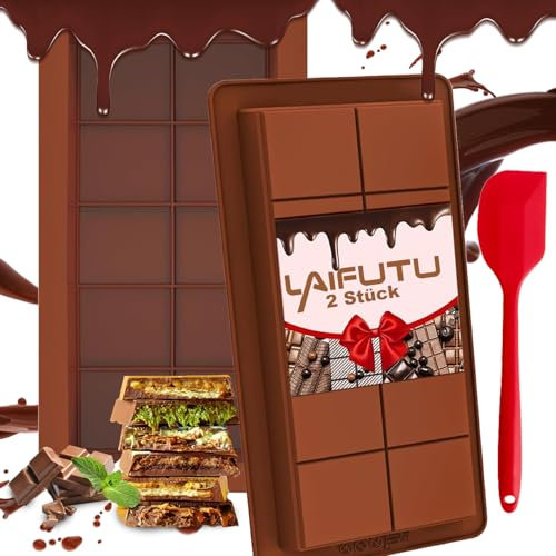 LaifuTu 2 Stück Schokoladenform Mit Abstreifer, Hochwertige Silikon Dubai Form, Antihaft Tief für Schokolade und Pralinen