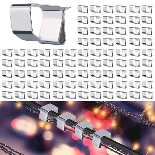 100stk Dachrinnenhaken für Weihnachtsbeleuchtung, Lichterketten-Clips für Weihnachtsbeleuchtung Einfach zu Installieren Wetterfest Haken saisonale Außenbeleuchtung für Weihnachten (Mittelgroß)