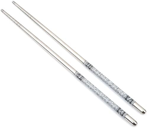 1 paire de baguettes en porcelaine bleue et blanche à motif de baguettes antidérapantes en acier inoxydable Mode durable