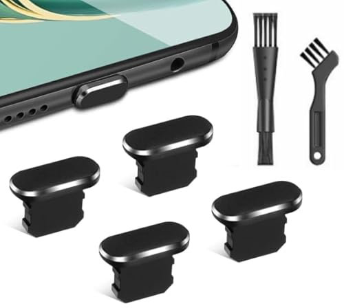 Risipu Spina antipolvere USB, 4 pezzi, USB di tipo C/per iPhone, presa di ricarica con spazzola di pulizia a doppia testa e spazzola per la pulizia del gomito per smartphone e laptop (per iPhone)