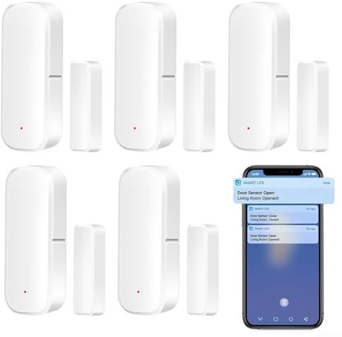 CulinaBlend Türsensor, intelligente Tür-Offen/Geschlossene Detektoren, drahtloser Türkontakt-Sensor für Alarmsystem, für Tuya-Schalter-Sensor (5 Stück)