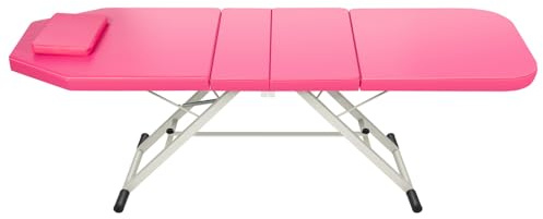 Chaise de Beauté et Massage Professionnelle, Table de Massage Pliante 3 Zones, Dossier et Queue Réglables, Design Minimaliste Moderne en Rose Élégant