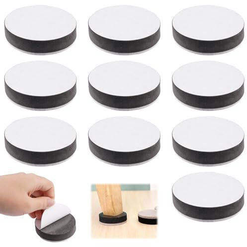 10 Pezzi Piedini per Mobili Adesivi, 6 x 1.65 cm Rotondi Rialzi per Mobili Letto Tavolo, Feltro Antiscivolo Rialzo per Mobili, Antirumore Protezioni per Pavimenti per Mobili per Tavoli, Sedie, Divani