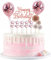 Happy Birthday Decoration Gateau Or Rose Gold, 17 Pièces Deco Gateau Anniversaire, Or Rose Decoration Gateau Anniversaire Paillettes, Cake Topper Happy Birthday pour Fête de D'anniversaire Fille