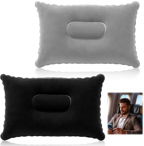 Hemlosk Almohada Playa Camping Hinchable2X Cojín Inflable para Camping, Almohadas de Camping Hinchables Almohada de Viaje Ultraligera Almohada de Playa, Viajar Acampar al Aire Libre Pescar, 34x22 cm