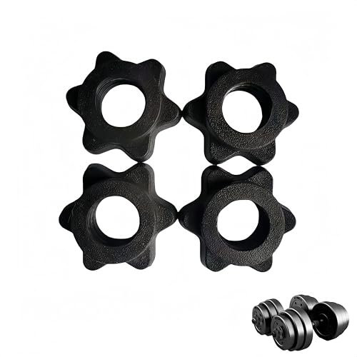 4 PCS 25mm Barbell Bar Hexagon Nuts, Dumbbell Clips Spinlock, Barbell Bar Clip Spin-Lock Screw Clamp,Anti-Slip Hexagon Nuts Screw Collar Clamps,for Weight Dumbbell Lifting Fitness Trainin (Black)