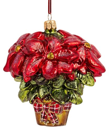 Glas Christbaumschmuck mundgeblasen handbemalt in Europa | Weihnachtsbaum Anhänger für Weihnachten | Weihnachtsbaumschmuck (Weihnachtsstern 11,5 cm)