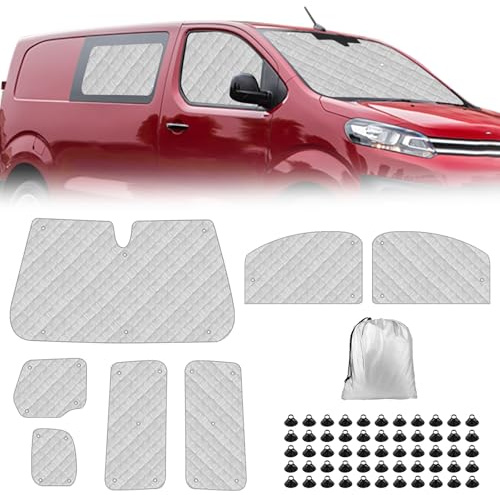 7PCS Sonnenschutz Ersatz für Ersatz für Citroen Jumpy/Opel Vivaro 2016-2026 | Technology Thermomatte, Frontscheibe Abdeckung, Aluminiumfolie Faltbar Sonnenblende, Reflektiert Hitze, UV Schutz
