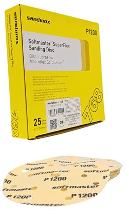 Sandwox Schleifscheiben Ø 150 mm, Superfein Korn 1200, 15-Loch, 25 Stück – für Exzenterschleifer, Feinschliff & Politur, Schleifpapier für Holz, Metall, Lack