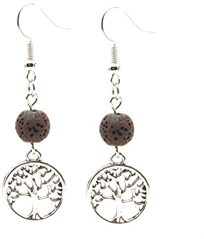 Anhänger Ohrringe Bunt Schwarzer Lavastein Aroma Essential Ohrringe Schmuck Geschenke, Brown