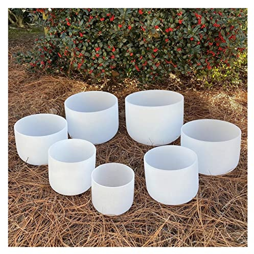 432hz Perfect Pitch Chakra Frosted Quartz Crystal Singing Bowl Set Of 7pcs With Case 6-12 Inch，One Size