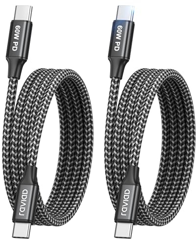 RAVIAD USB C to USB C Charger Cable [2Pack 1M] 60W 3A Fast Charging Cable | Nylon Type C Charger Fast Charge Lead USBC to USBC Cord for iPhone 17 16 15 Pro Max, Samsung Galaxy S25 S24, MacBook, iPad