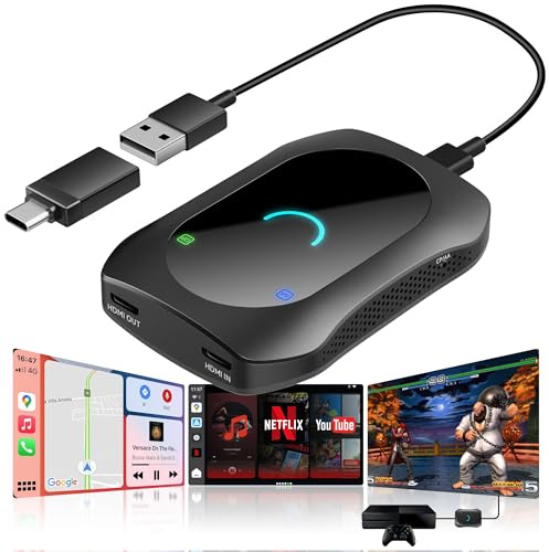 ATOTODIRECT Adaptador Carplay Inalámbrico Android Auto Inalambrico AI Box Android 13 con CP/AA Wireless,4 GB + 64 GB, 4G LTE(SIM), Oat, 2,4/5G WLAN, Dual BT 5.0/4.2 BLE, GPS, DVD, HDMI In/out, 256 GB