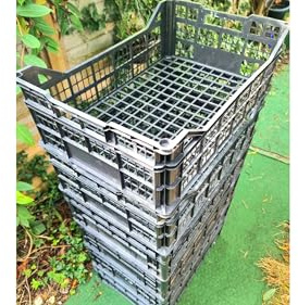 3 x Extra Large Heavy Duty Plastic Stackable Storage Trays, Strong Crates Garden Containers Baskets, Garage, DYI, 50x30x18cm
