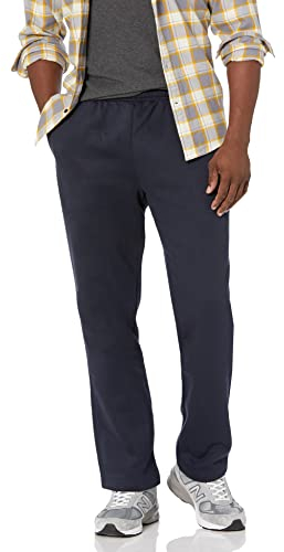 Amazon Essentials Pantaloni Sportivi in Pile con Fondo Aperto (Disponibili in Taglie Extra Forti) Uomo, Blu Marino, XXL