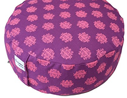 Tvamm-Lifestyle Rund 7 Chakra Meditationskissen (Zafu) Buchweizenschalen, Ø 36 cm x 15 cm, Bezug und Inlett 100% Baumwolle, Bezug und Inlett maschinenwaschbar bis 30º C. (Aubergine)