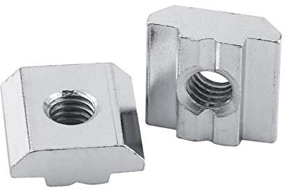 50pcs T-Slot Hammer Head Nut Slot Nut Nickel Coated Carbon Steel Furniture T Nut Tee Nuts for Aluminum Profile Woodworking