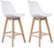 Happy Garden Lot de 2 tabourets de Bar Sven Blanc avec Coussin. Tabourets de Bar Style scandinave avec Dossier et Repose-Pieds, tabourets de Cuisine, Pieds en Bois de hêtre Massif