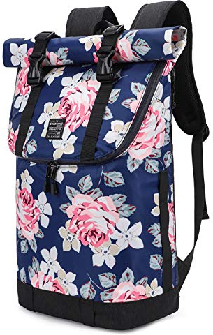 EverVanz Laptop-Rucksack, wasserdichter Reiserucksack, Rucksack für Damen und Herren, leicht, lässig, elegante Schultasche, 10. Rosa/Blau, Kompakt, elegant