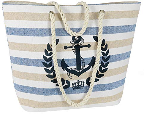 Strandtasche Anker Farbe blau/beige