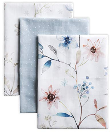 Maison d' Hermine Ice Florals 100% Baumwolle Set von 3 Multi-Purpose Küchenhandtuch | Bar Handtücher | Thanksgiving/Weihnachten (50cm X 70cm)