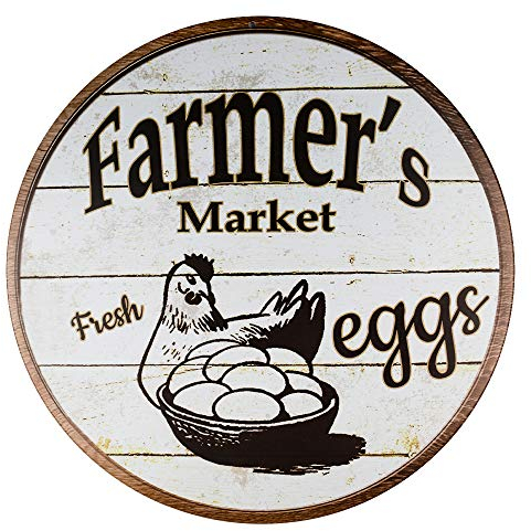 不适用 Deko-Schilder für drinnen und draußen, Bauernmarkt Eier Großhandel Neuheit Metallschild rund