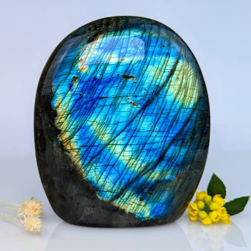 Eusice - Labradorite, Grosse pierre naturelle, Forme libre à poser 100% fait-main dans notre atelier, pierre Haute Qualité Ethique pour Lithothérapie, Bien-être, Méditation…