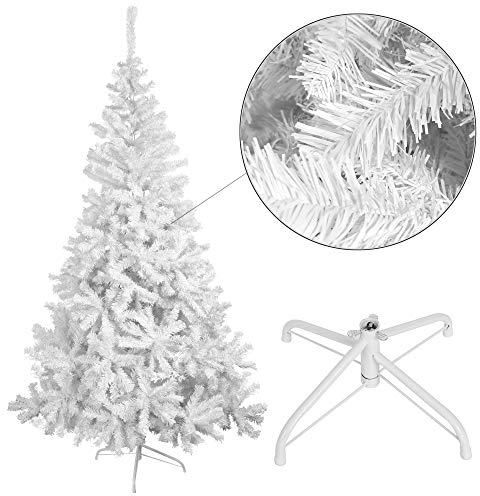 Rapid Teck® Weihnachtsbaum Künstlich 180cm (680 Äste) | Weiss | Tannenbaum mit Schnellaufbau Klappsystem Material PVC inkl. Metallständer | Nordmanntanne