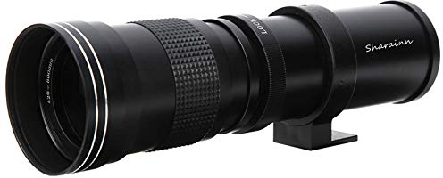 Lente telescópica, 420‑800 mm F8.3‑16 Lente con Zoom de Enfoque Manual con teleconvertidor 2X para cámara Nikon con Montura F Cuerpo de Aluminio, Lente con Zoom telefoto(Negro)