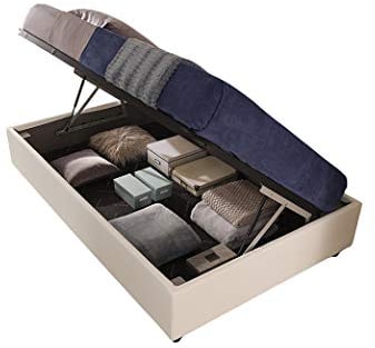 LettiPer IT - SOMMIER Gold Una Piazza e Mezza - con Box Contenitore alzata laterale Misure 120x190, Rivestimenti SFODERABILI Tessuto Ecopelle Microfibra