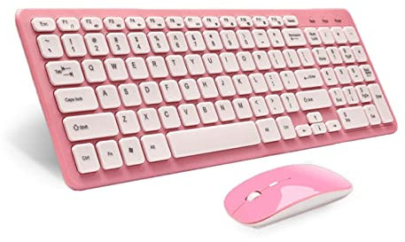Ensemble Clavier et Souris sans Fil, Ensemble de Clavier Souris sans Fil élégant, Clavier de Jeu Combiné Souris Ergonomique pour Ordinateur Portable PC(Rose)